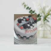 Carte Postale voiture de course d'anniversaire heureuse (Debout devant)