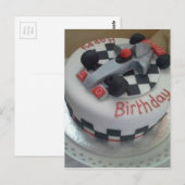 Carte Postale voiture de course d'anniversaire heureuse (Devant / Derrière)