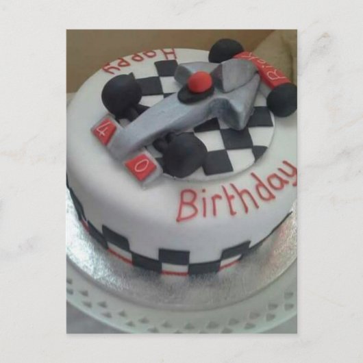 Carte Postale voiture de course d'anniversaire heureuse (Devant)