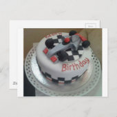 Carte Postale voiture de course d'anniversaire heureuse (Devant / Derrière)