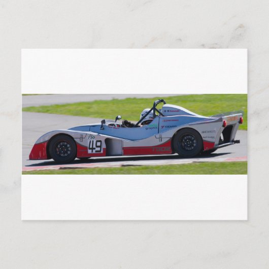 Carte Postale Voiture de course monoplace argentée (Devant)
