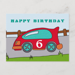 Carte Postale Voiture de course rouge Joyeux Anniversaire