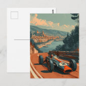 Carte Postale Voiture de course vintage à Barcelone (Devant / Derrière)