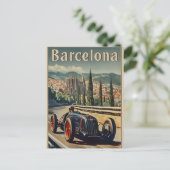 Carte Postale Voiture de course vintage à Barcelone (Debout devant)