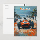 Carte Postale Voiture de course vintage à La Havane (Devant / Derrière)