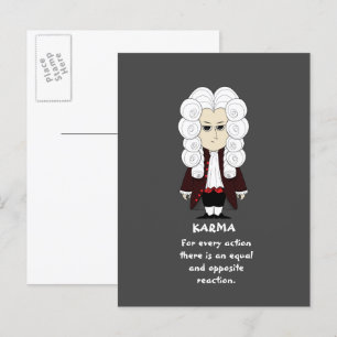 Carte Postale Voiture de la 3ème loi de Karma & Newton (Arrière 