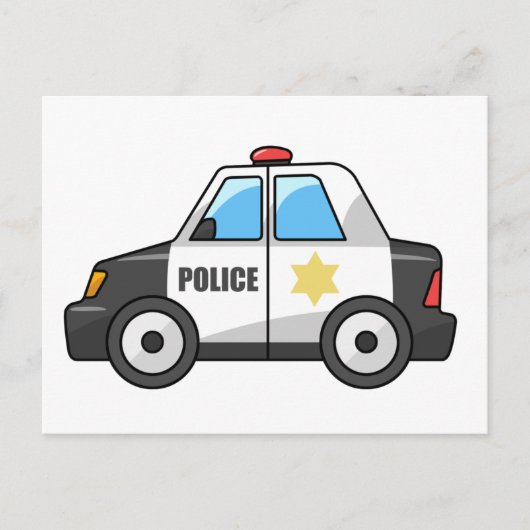 Carte Postale Voiture de la police de dessin cool (Devant)