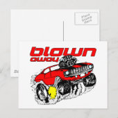 Carte Postale Voiture de muscle de bande dessinée soufflée (Devant / Derrière)