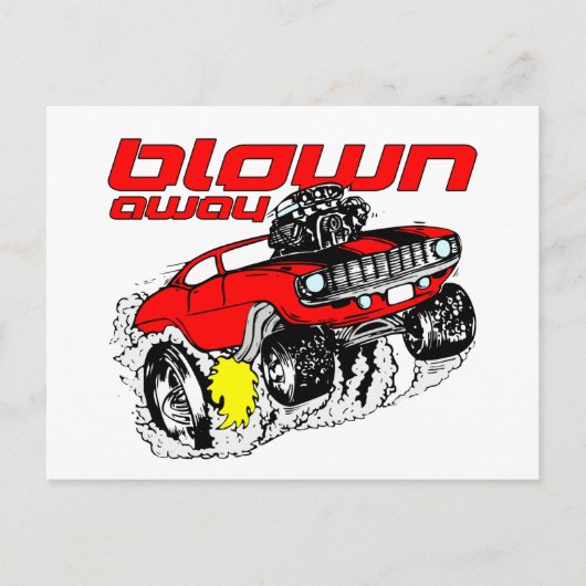 Carte Postale Voiture de muscle de bande dessinée soufflée (Devant)