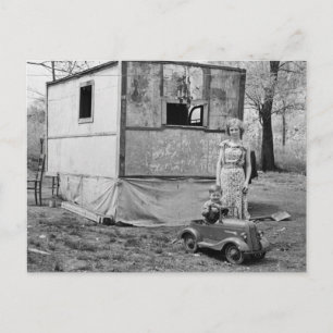 Carte Postale Voiture de pédale vintage dans la Grande Dépressio