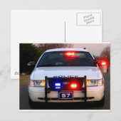 Carte Postale VOITURE DE POLICE - tout éclairé (Devant / Derrière)