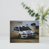 Carte Postale Voiture de rallye blanc (Debout devant)
