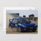 Carte Postale Voiture de rallye bleu (Devant / Derrière)