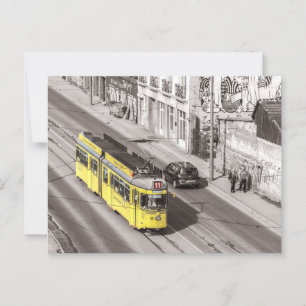 Carte Postale Voiture de rue Belgrad Serbie Train Jaune Postcarr