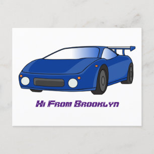 Carte Postale Voiture de sport bleue avec illustration airfos