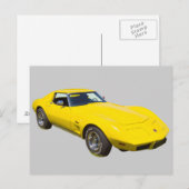 Carte Postale Voiture de sport Corvette Stingray 1975 (Devant / Derrière)