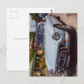 Carte Postale Voiture de sport MGB bleu classique. (Devant / Derrière)