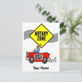 Carte Postale Voiture de sport rouge zone de notaire mobile nom  (Debout devant)