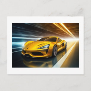 Carte Postale Voiture de sport supercar véhicule en mouvement.