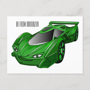 Carte Postale Voiture de sport verte avec illustration airfos