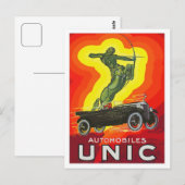 Carte Postale Voiture d'époque française et art déco (Devant / Derrière)