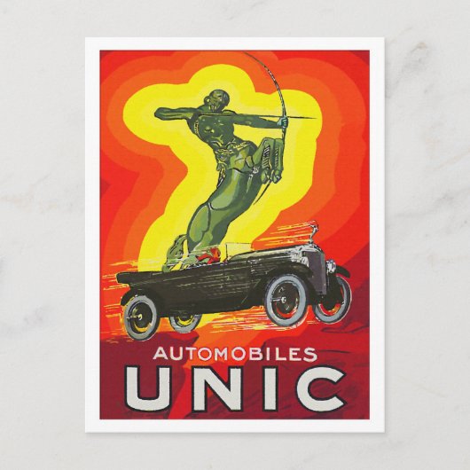 Carte Postale Voiture d'époque française et art déco (Devant)