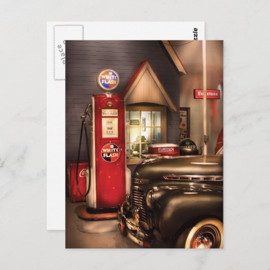 Carte Postale Voiture - Essence Flash Blanche (Devant / Derrière)