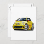 Carte Postale Voiture Fiat 500 Abarth Jaune (Devant / Derrière)