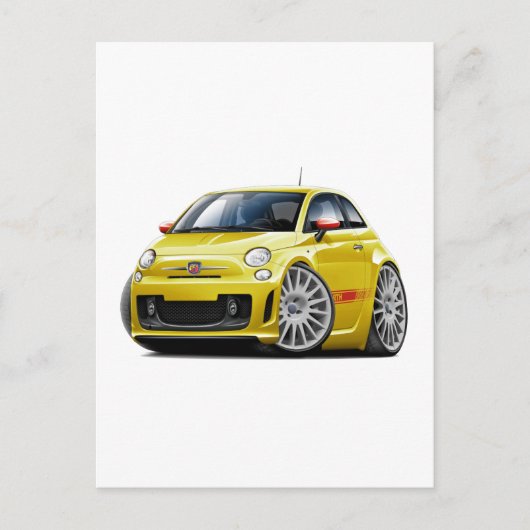 Carte Postale Voiture Fiat 500 Abarth Jaune (Devant)