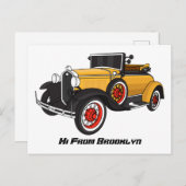 Carte Postale Voiture jaune classique 1931 (Devant / Derrière)