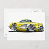 Carte Postale Voiture Jaune Corvette (Devant / Derrière)