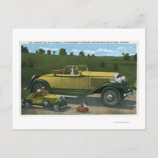 Carte Postale Voiture la plus grande au monde, Studebaker prouve (Devant)