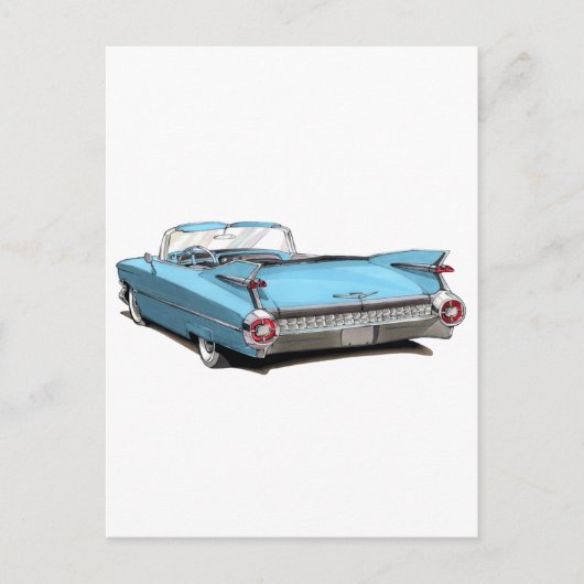 Carte Postale Voiture Lt Bleue Cadillac 1959 (Devant)