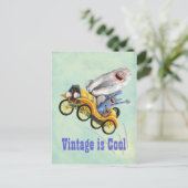 Carte Postale Voiture Monster Vintage jaune (Debout devant)