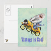 Carte Postale Voiture Monster Vintage jaune (Devant / Derrière)