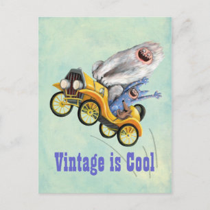Carte Postale Voiture Monster Vintage jaune