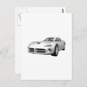 Carte Postale Voiture Muscle Viper À Haut Dur : Fin blanche (Devant / Derrière)