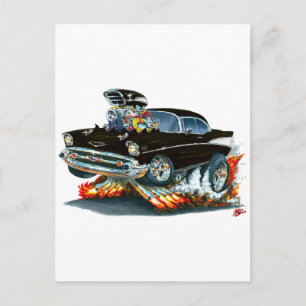 Carte Postale Voiture noire Chevy Belair 1957
