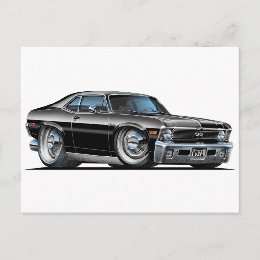 Carte Postale Voiture noire Chevy Nova (Devant)
