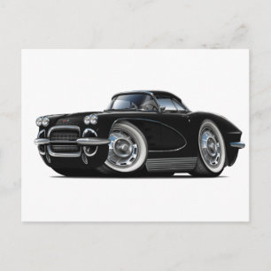 Carte Postale Voiture noire Corvette 1962