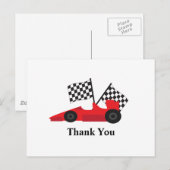 Carte Postale Voiture Red Race avec drapeaux À damiers (Devant / Derrière)