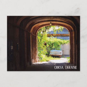 Carte Postale Voiture rétro et boîtes aux lettres Odesa Ukraine 