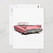 Carte Postale Voiture rose Cadillac 1959 (Devant / Derrière)