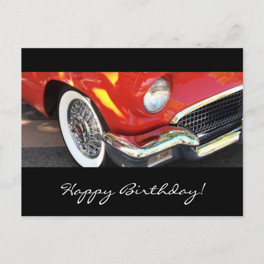 Carte Postale Voiture rouge - anniversaire (Devant)