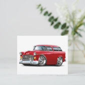 Carte Postale Voiture rouge Chevy Nomad 1955 (Debout devant)