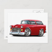 Carte Postale Voiture rouge Chevy Nomad 1955 (Devant / Derrière)