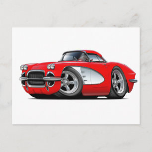 Carte Postale Voiture rouge Corvette 1961