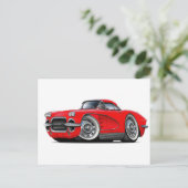 Carte Postale Voiture rouge Corvette 1962 (Debout devant)
