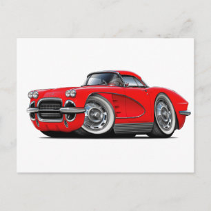 Carte Postale Voiture rouge Corvette 1962
