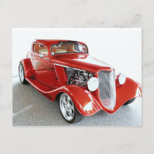 Carte Postale Voiture rouge de collection antique vintage